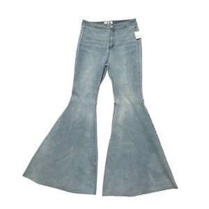 Free People Just Float On Flare Jeans 29 High Rise Bell Bottoms Light Blue NWT